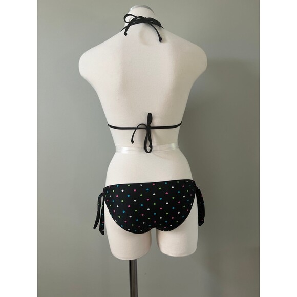 Womens Brazilian Black Polka Dot Bikini Top & Bottom Swimsuit Swimwear sz small - Picture 3 of 4